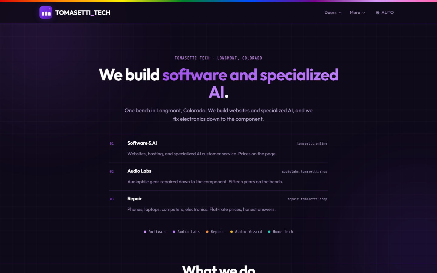 Tomasetti Tech — live screenshot